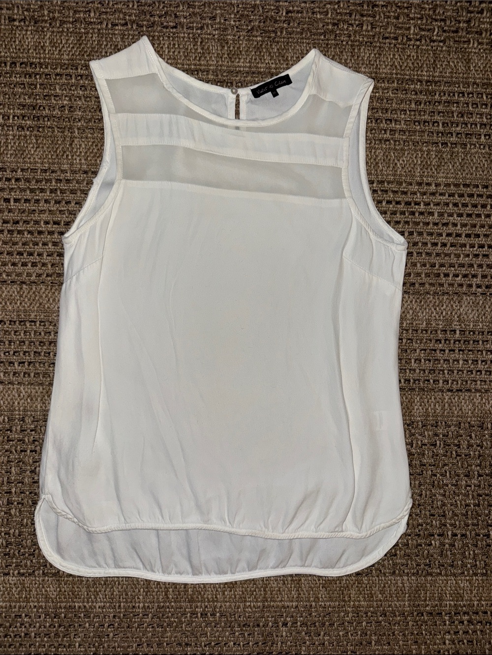 Violet & Claire White Sleeveless Sheer Yoke Camisole Tank Top